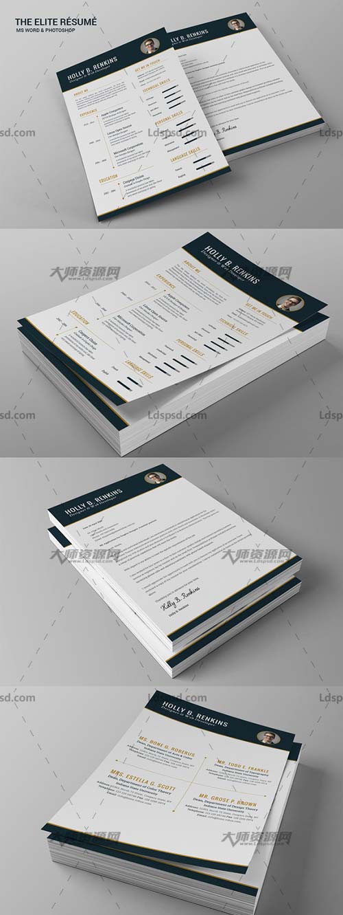 The Elite Resume,个人简历模板(INDD/DOCX/PSD)